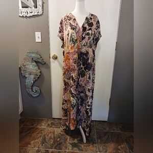 Terra & Sky Maxi Dress With Elastic & Drawstring Waist Side Pockets Soft